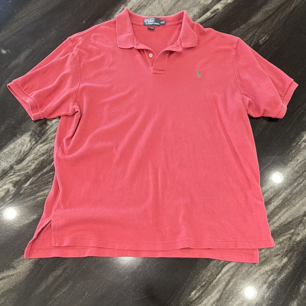 Polo Ralph Lauren Polo Shirt XXL Coral Pink Green Pony Logo Short Sleeve